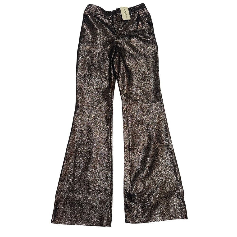 NWT Ramy Brook Bronze Metallic Flared Pants Size 2